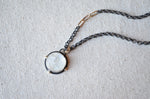 Carved Rainbow Moonstone Moon Face Necklace with 14K Yellow Gold Accents