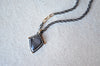 Silver Sheen Obsidian Shield Necklace with 14K Yellow Gold Accents