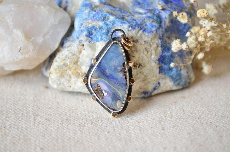 Boulder Opal Charm (For Removable Charm Necklace) with 14K Accents