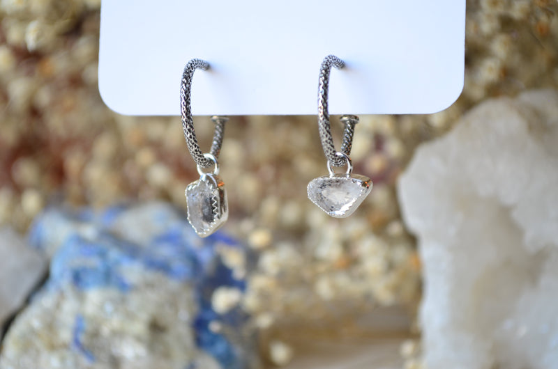 Herkimer "Diamond" Quartz Removable Charm Hoop Earrings