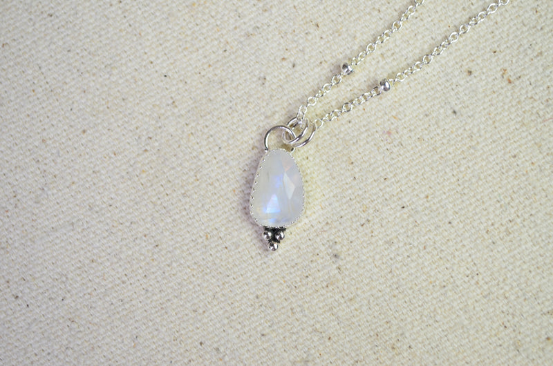 Rainbow Moonstone Charm Necklace