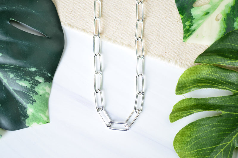Paperclip Chain Necklace in Sterling Silver