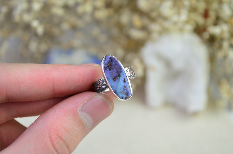 Boulder Opal Moon Crater Ring (Size 7)