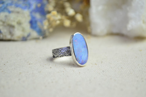 Boulder Opal Moon Crater Ring (Size 10)