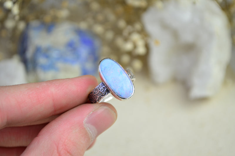 Boulder Opal Moon Crater Ring (Size 10)