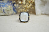 Rainbow Moonstone Textured Wide Band Ring w/ 14K Accents (Size 9)