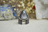 Silver Sheen Obsidian Textured Wide Band Ring (Size 10)