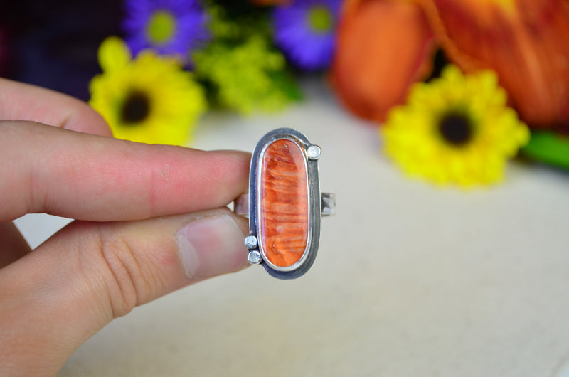 Orange Spiny Oyster Ring (Size 9)