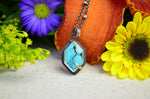 Yungai Turquoise Hex Pendant w/ 14K Yellow Gold Accent