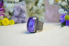 Amethyst Textured Wide Band Ring (Size 9)