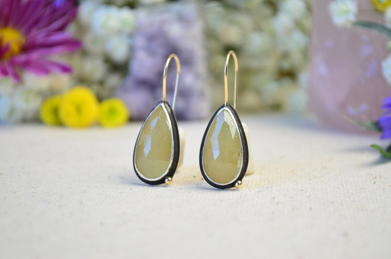 Yellow Sapphire Earrings w/ 14K Yellow Gold Earwires & Accents