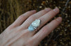 White Moonstone & Aquamarine Ring (Size 8)