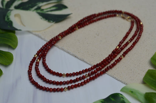 Red Coral Rope Necklace in 14K Gold Fill