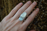 White Moonstone & Aquamarine Ring (Size 8)