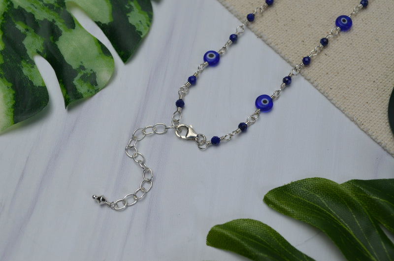 Evil Eye Necklace in Lapis Lazuli & Sterling Silver